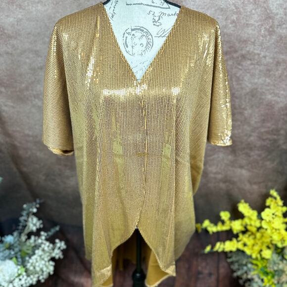 Shavonne Dorsey Silvia Sequin Kimono/Topper - Gold - size L - Picture 9 of 16
